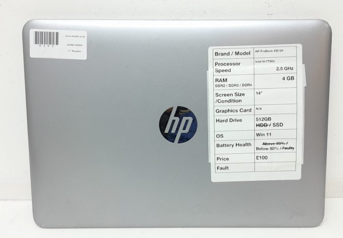 HP Probook 430 G4 - Intel i5-7700U 2.5GHz - 4GB RAM - 14" - 512GB SSD - Windows 11 - Image 3