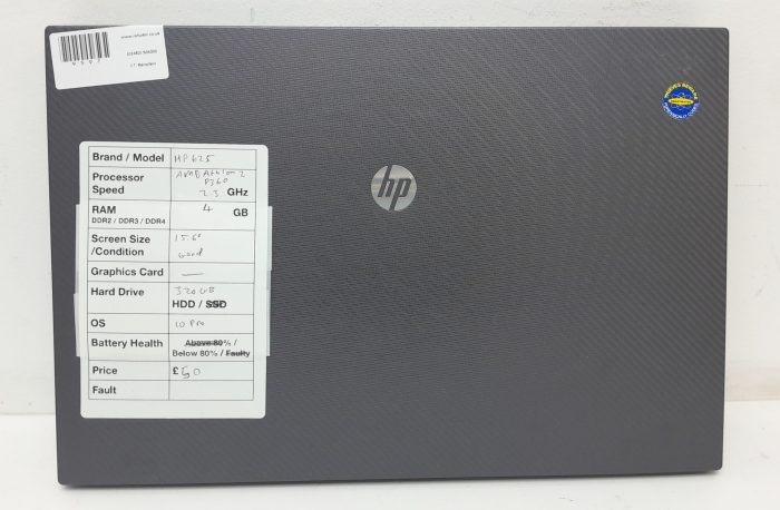 HP 625 - AMD Athlon 2 P360 2.3GHz - 4GB RAM - 15.6" - 320GB HDD - Windows 10 Pro - Image 3