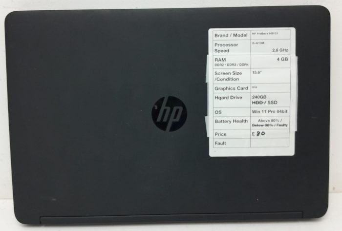 HP Probook 650 G1 - i5-4210M 2.6GHz - 4GB - 15.6" - 250GB SSD - Windows 11 Pro 64bit - Image 3