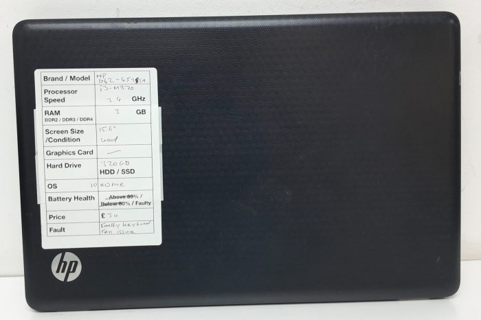 HP G62 - i3-M370 2.4GHz - 3GB - 15.6" - 320GB SSD - Windows 10 Home - Image 4