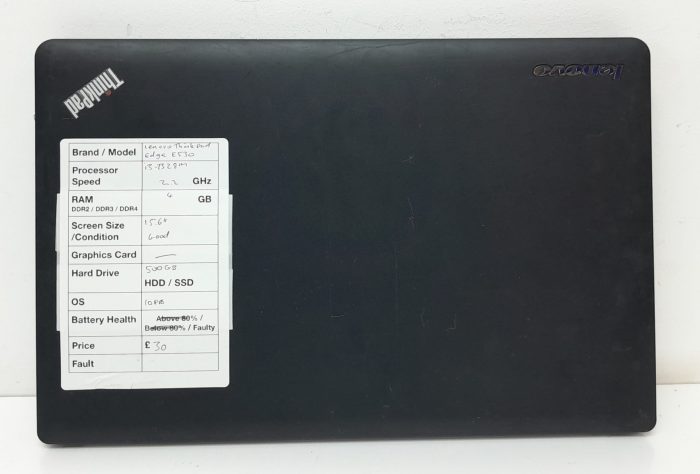 Lenovo ThinkPad Edge E530 - i3-2328M 2.2GHz - 4GB Ram - 15.6" - 500GB HDD - Windows 10 Pro - Image 3