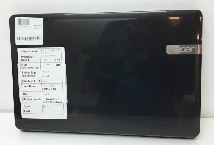 Acer TravelMate P253-M-33112G50Maks - i3-3110m 2.4GHz - 4GB Ram - 15.6" - 250GB SSD - Windows 10 Pro - Image 3