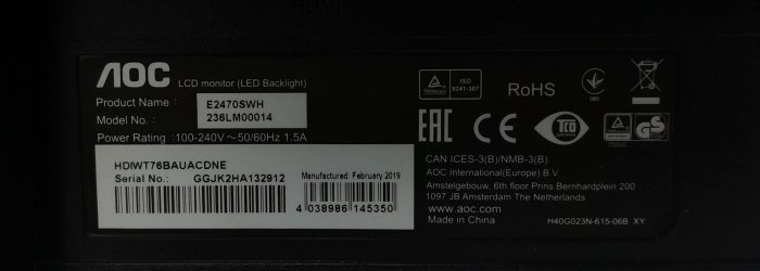 AOC E2470SWH 236LM00014 23.5" HDMI VGA DVI LED-Backlight LCD Monitor - Image 3