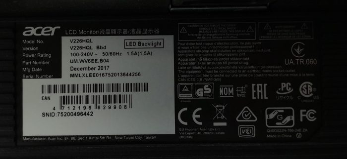 Acer V226HQL 21.5" VGA DVI LCD Monitor - Image 3