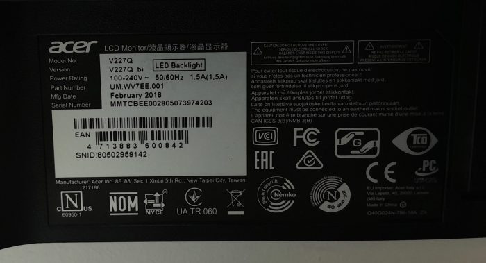 Acer V227Q 22" HDMI VGA LCD LED Backlight Monitor - Image 3