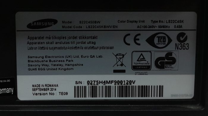 Samsung S22C450 S22C450BW 22" VGA DVI LCD Monitor - Image 3