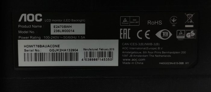 AOC E2470Sw E2470SWH 236LM0014 23.5" HDMI VGA DVI LED-Backlight LCD Monitor - Image 3