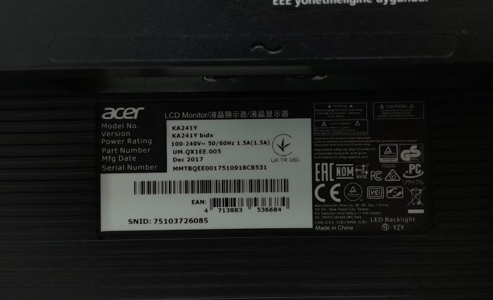 Acer KA241Y 24" HDMI DVI VGA LCD Monitor - Image 3
