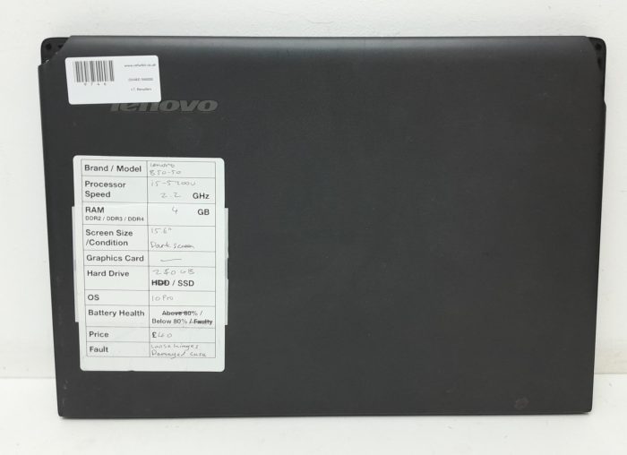 Lenovo B50-50 80S2 - i5-5200U 2.2GHz - 4GB Ram - 15.6" - 240GB SSD - Windows 10 Pro - Image 3