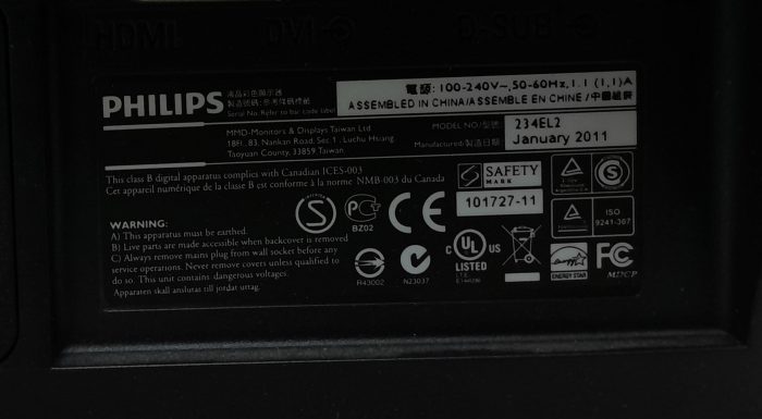 Philips 234EL2 23" HDMI DVI VGA Monitor - Image 3