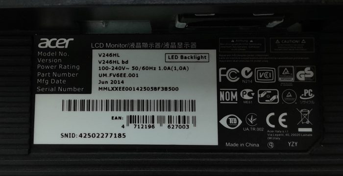 Acer V246HL 24" VGA DVI LCD Monitor - Image 3