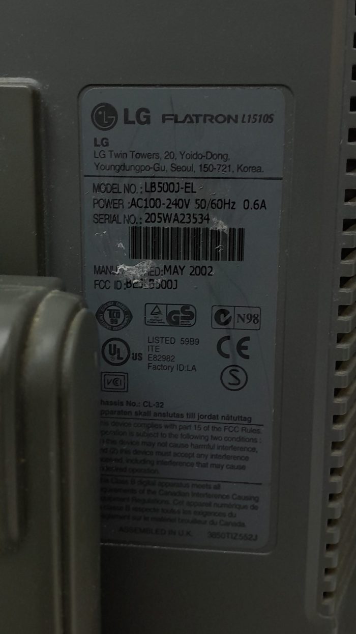 LG Flatron L1510S LB500J-EL 15" VGA Monitor - Image 3