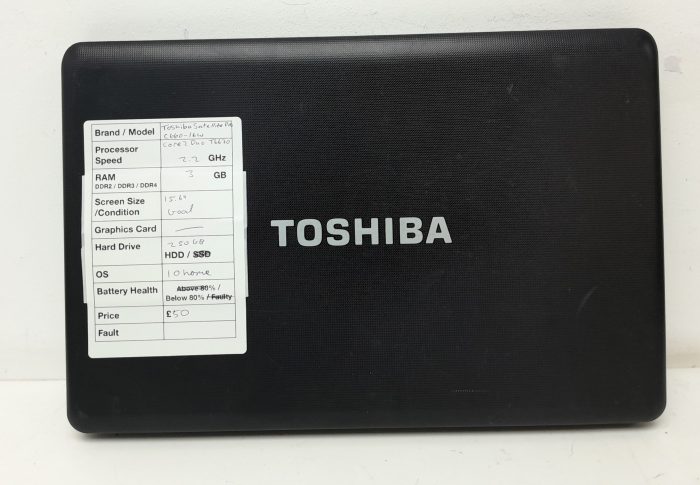 Toshiba Satellite Pro C660-16W - Core 2 Duo T6670 2.2GHz - 3GB Ram - 15.6" - 250GB HDD - Windows 10 Home - Image 3