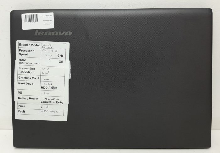 Lenovo B50-50 80S2 - i3-5005U 2.0GHz - 4GB Ram - 15.6" - 500GB HDD - Windows 11 Pro - Image 3
