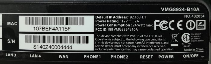 Zyxel VMG8924-B10A Gigabit Ethernet Dual Band Wireless Router - Image 3