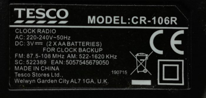 Tesco CR-106R Clock Radio - Image 3