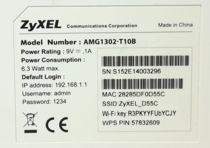 Zyxel AMG1302-T10B Wireless 4-Port Gateway Modem Router - Image 3