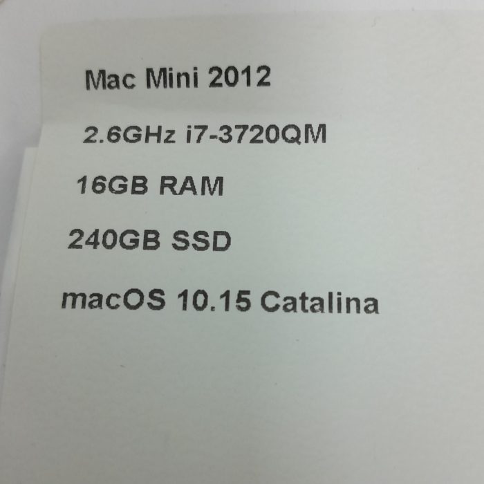 Apple Mac Mini Server A1347 - i7-3720QM 2.6GHz - 16GB - 240GB SSD - Catalina 10.15 Late 2012 - Image 4