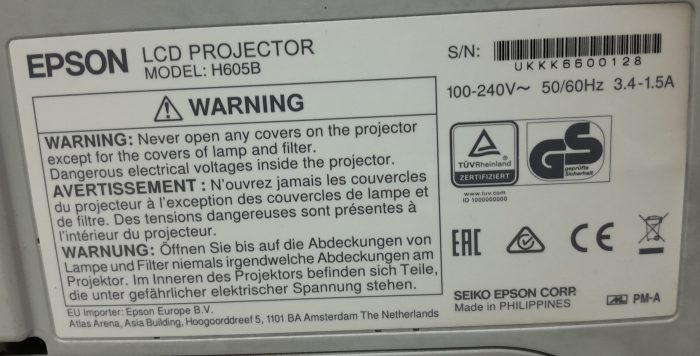 Epson EB-570 H605B HDMI VGA LCD Projector 531 Lamp Hours Used - Image 3