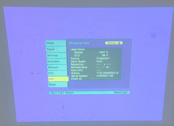 Epson H692B EB-X27 HDMI VGA LCD Projector 1885 Lamp Hours Used - Image 2
