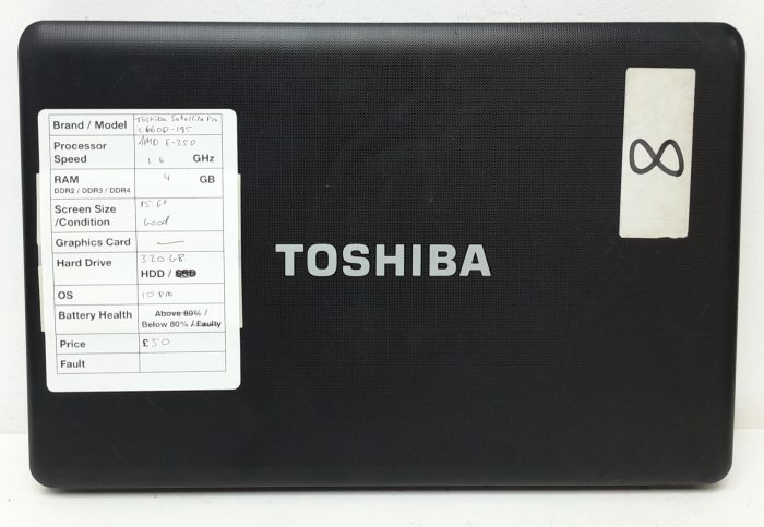 Toshiba Satellite Pro C660D-185 - AMD E-350 1.6GHz - 4GB Ram - 15.6" - 320GB HDD - Windows 10 Pro - Image 3