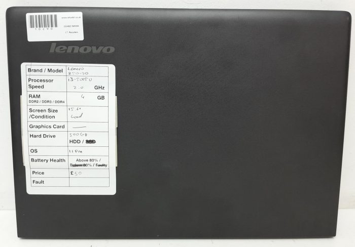 Lenovo B50-50 80S2 - i3-5005U 2.0GHz - 4GB Ram - 15.6" - 500GB HDD - Windows 11 Pro - Image 3