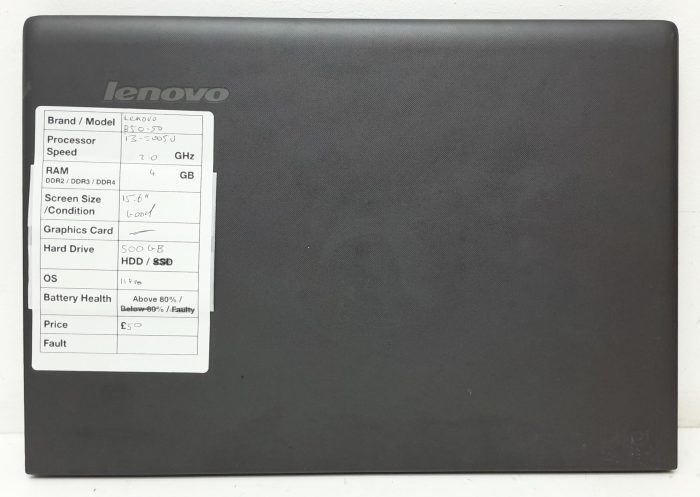 Lenovo B50-50 80S2 - i3-5005U 2.0GHz - 4GB Ram - 15.6" - 500GB HDD - Windows 11 Pro - Image 3
