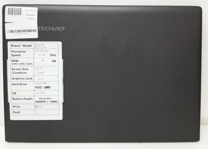 Lenovo B50-50 80S2 - i3-5005U 2.0GHz - 4GB Ram - 15.6" - 500GB HDD - Windows 10 Pro - Image 3