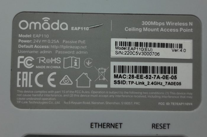 Job Lot x2 - TP-Link Omada EAP110 300 Mbps Wireless N Ceiling Mount PoE Access Point - Image 3