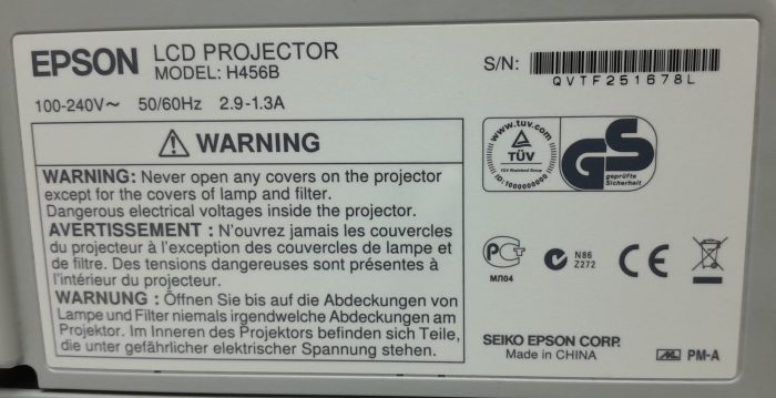 Epson EB-470 H456B HDMI VGA LCD Projector with 905 Lamp Hours Used - Image 3