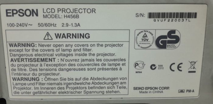 Epson EB-470 H456B HDMI VGA LCD Projector with 1788 Lamp Hours Used - Image 2