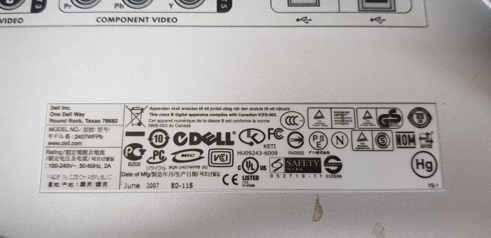 Dell 2407WFPb 24" VGA DVI-D LCD Monitor Screen Silver - Image 9