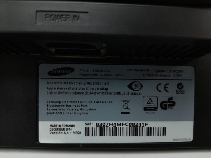 Samsung S19C200BW 19" DVI VGA Color Display Unit Monitor - Image 3