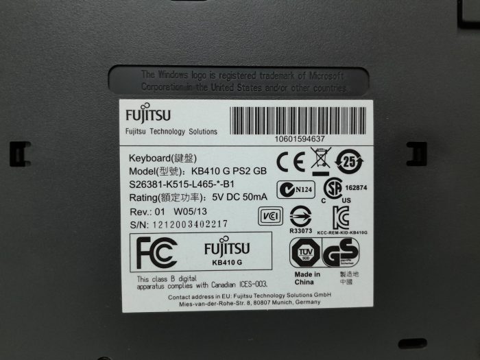 Fujitsu KB410 G PS2 GB Wired Keyboard - Image 3