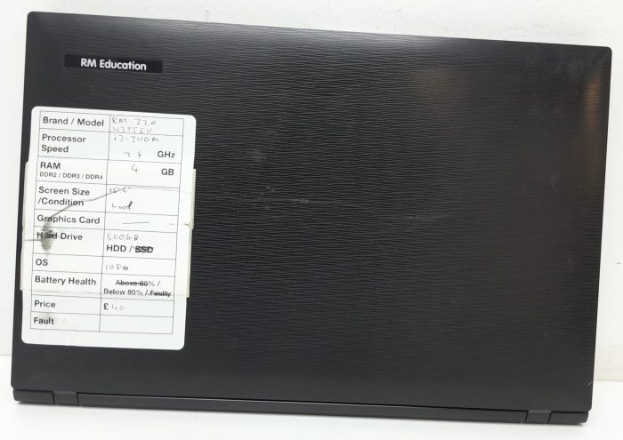 RM Education Notebook 320 W225EU - i3-3110M 2.4GHz - 4GB RAM - 15.6" - 500GB HDD - Windows 10 Pro - Image 3