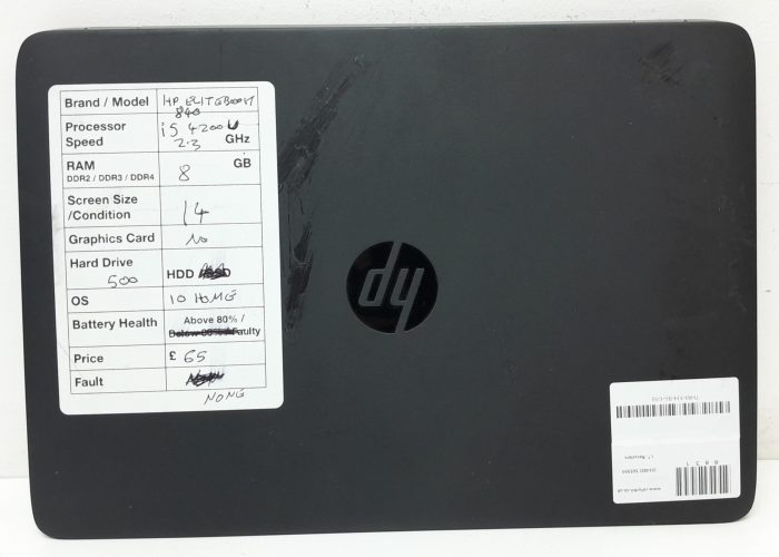 HP EliteBook 840 - i5-4200U 2.3GHz - 8GB - 14" - 500GB HDD - Windows 10 Home - Image 3