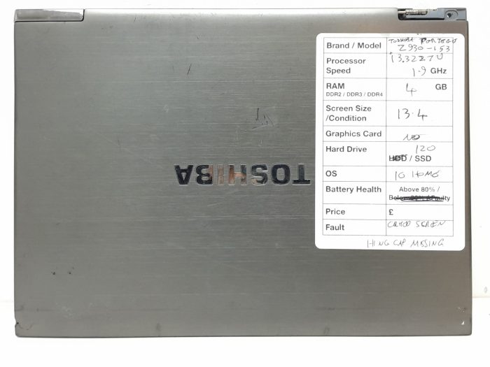 Toshiba Portege Z930-153 i3-3227U 1.9GHz 4GB Ram 13.4" 120GB SSD Windows 10 Home - Image 3