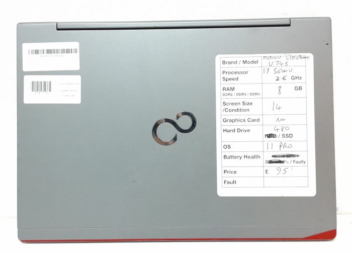 Fujitsu Lifebook U745 - i7-5600U 2.6GHz - 8GB Ram - 14" - 480GB SSD - Windows 11 Pro - Image 2