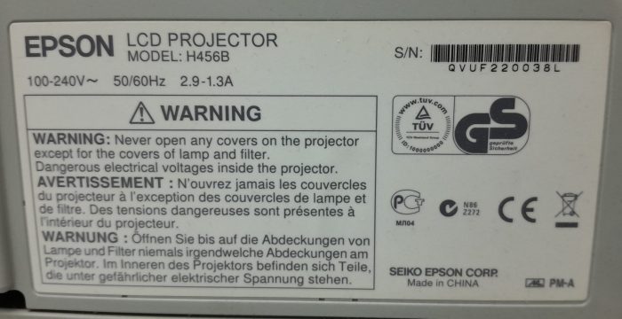 Epson EB-470 H456B HDMI VGA LCD Projector with 2356 Lamp Hours Used - Image 3