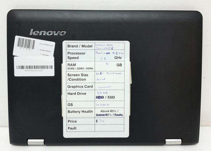 Lenovo Yoga 300-11IBR 80M1 - Pentium N3710 1.6GHz - 4GB Ram - 11.6" - 64GB SSD - Windows 10 Home - Image 2
