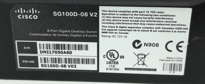 Cisco SG100D-08 V2 8-Port Gigabit Desktop Switch - Image 3
