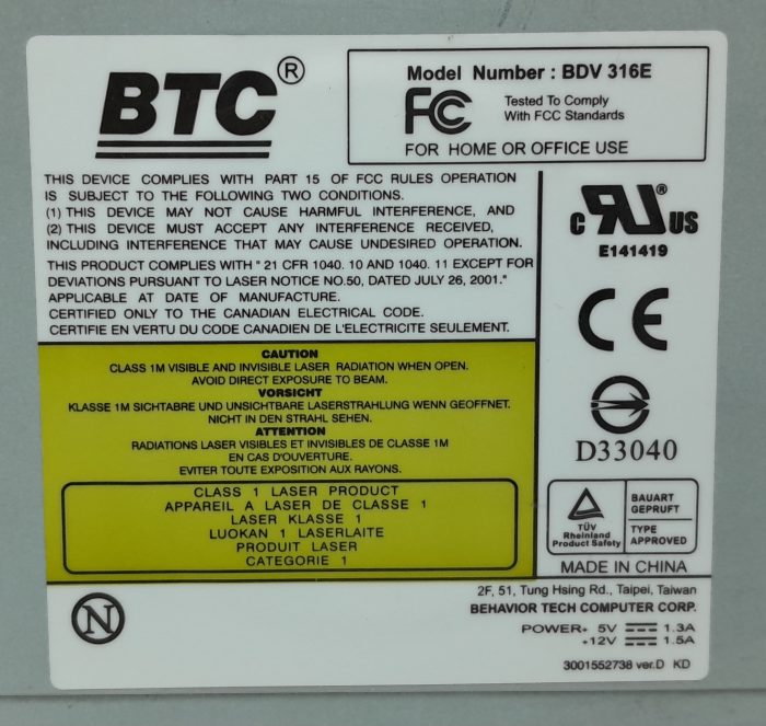 BTC BDV 316E CD-RW Drive - Image 3