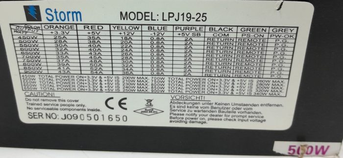 Storm LPJ19-25 500W Power Supply Unit - Image 3