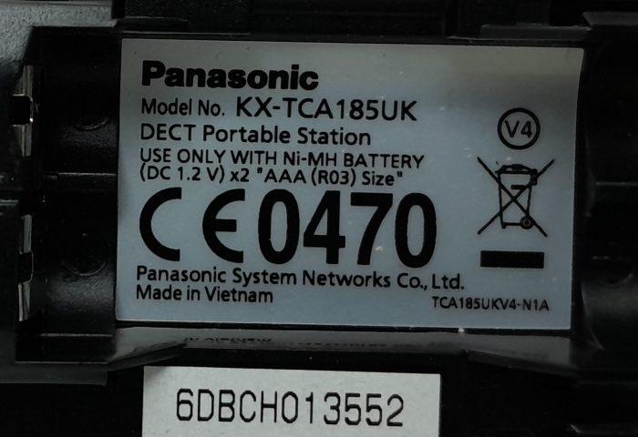 Panasonic KX-TCA185UK DECT Portable Handset - Image 3