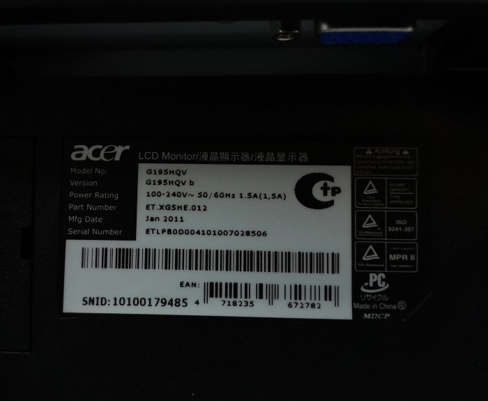 Acer G195HQV 18.5" VGA LCD Monitor - Image 3