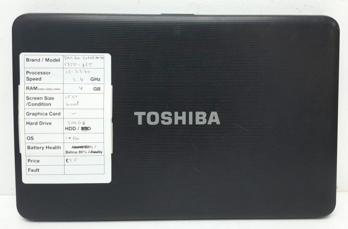 Toshiba Satellite Pro C850-1FJ - i3-2370 2.4GHz - 4GB Ram - 15.6" - 500GB HDD - Windows 10 Pro - Image 3
