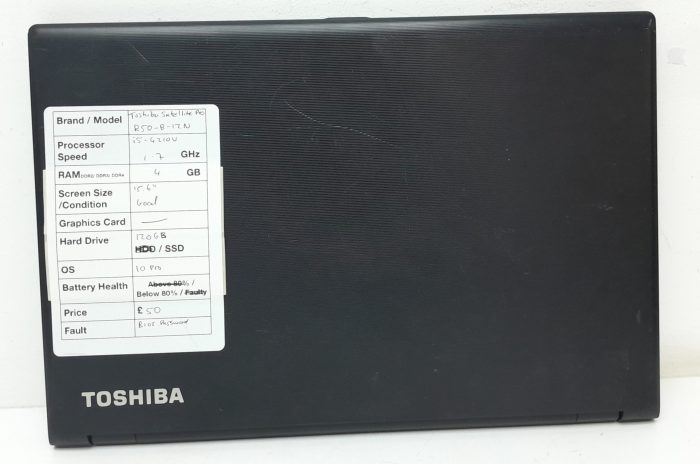 Toshiba Satellite Pro R50-B-12N - i5-4210U 1.7GHz - 4GB RAM - 15.6" - 120GB SSD - Windows 10 Pro - Image 3