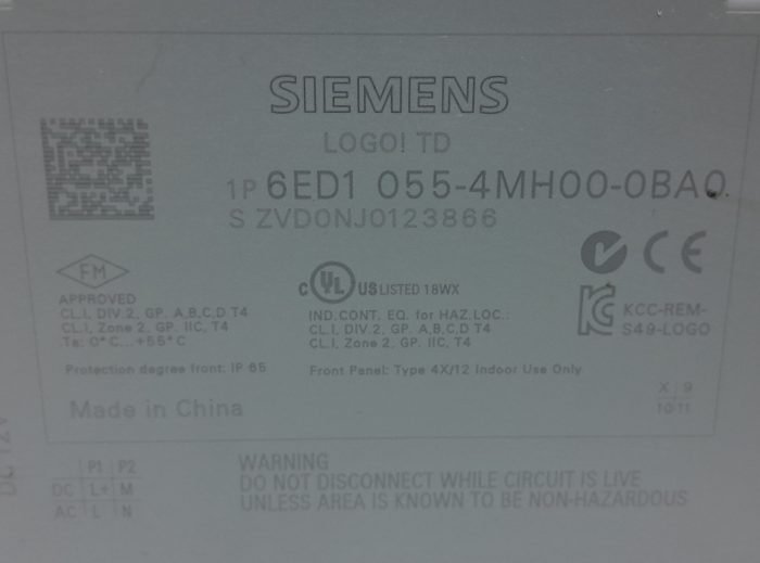 Siemens LOGO! TD 6ED1 055-4MH00-0BA0 PLC Processor - Image 3