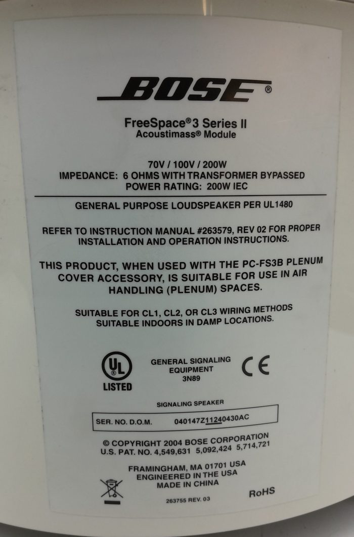 Bose FreeSpace 3 Series II Acoustimass Module Loudspeaker Only - Image 3