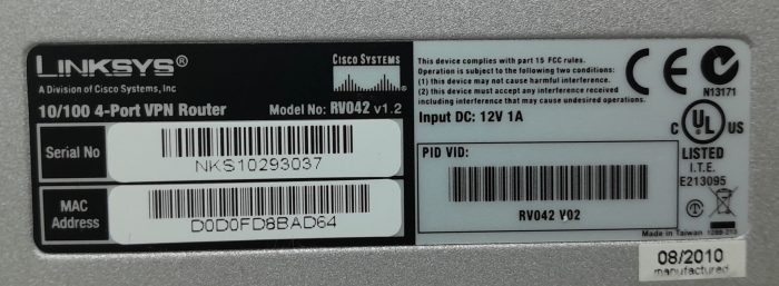 Cisco Linksys RV042 10/100 4-Port VPN Router - Image 3